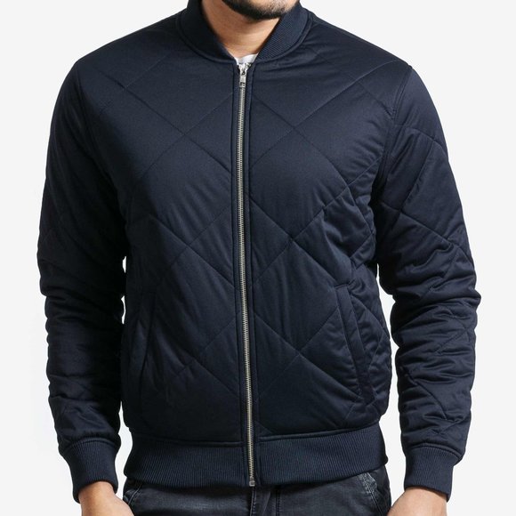 OLGYN Other - OLGYN Men’s Quilted Navy Blue Bomber Jacket